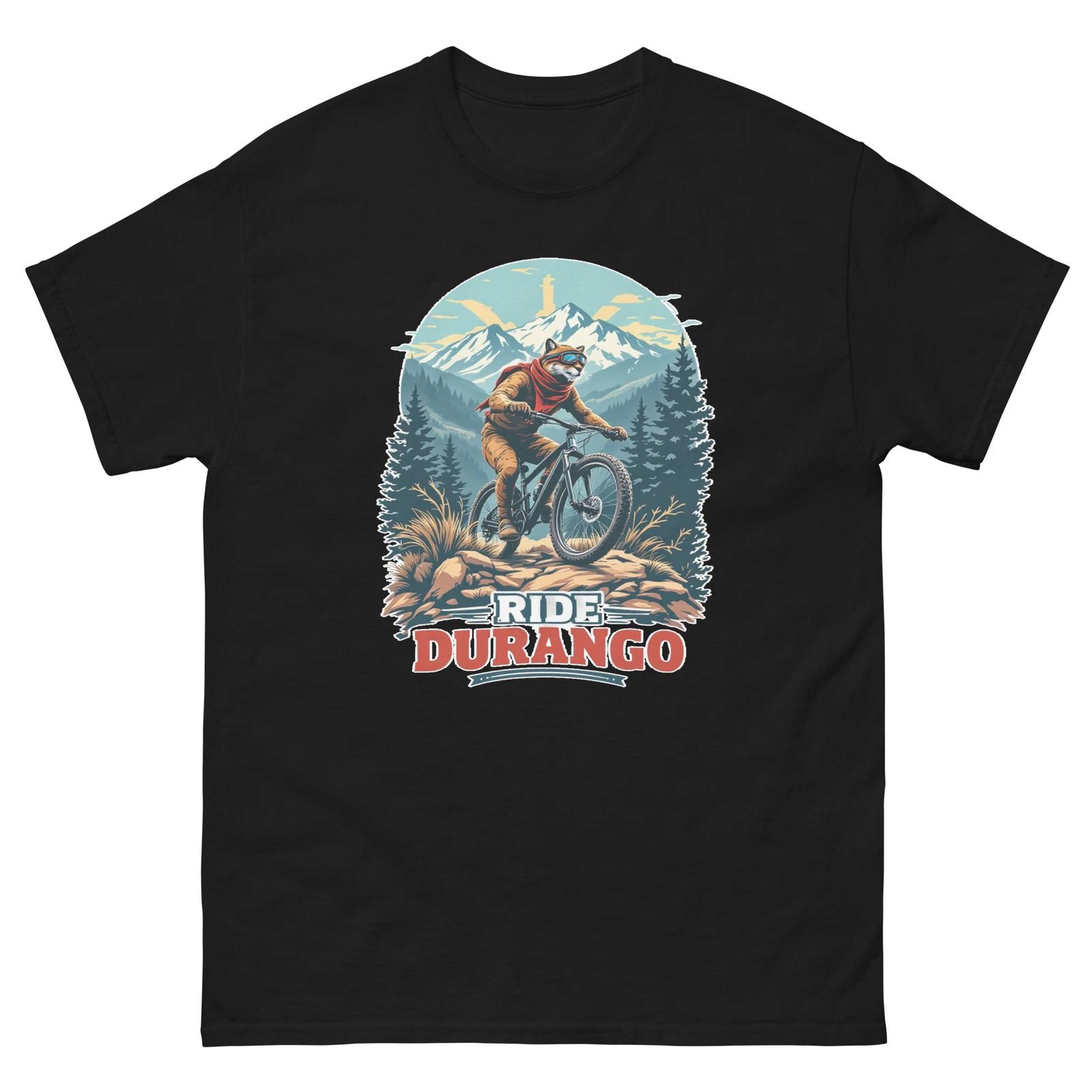 Ride Durango Mountain Lion Fun USA Bike Cycling Animal T-Shirt XL