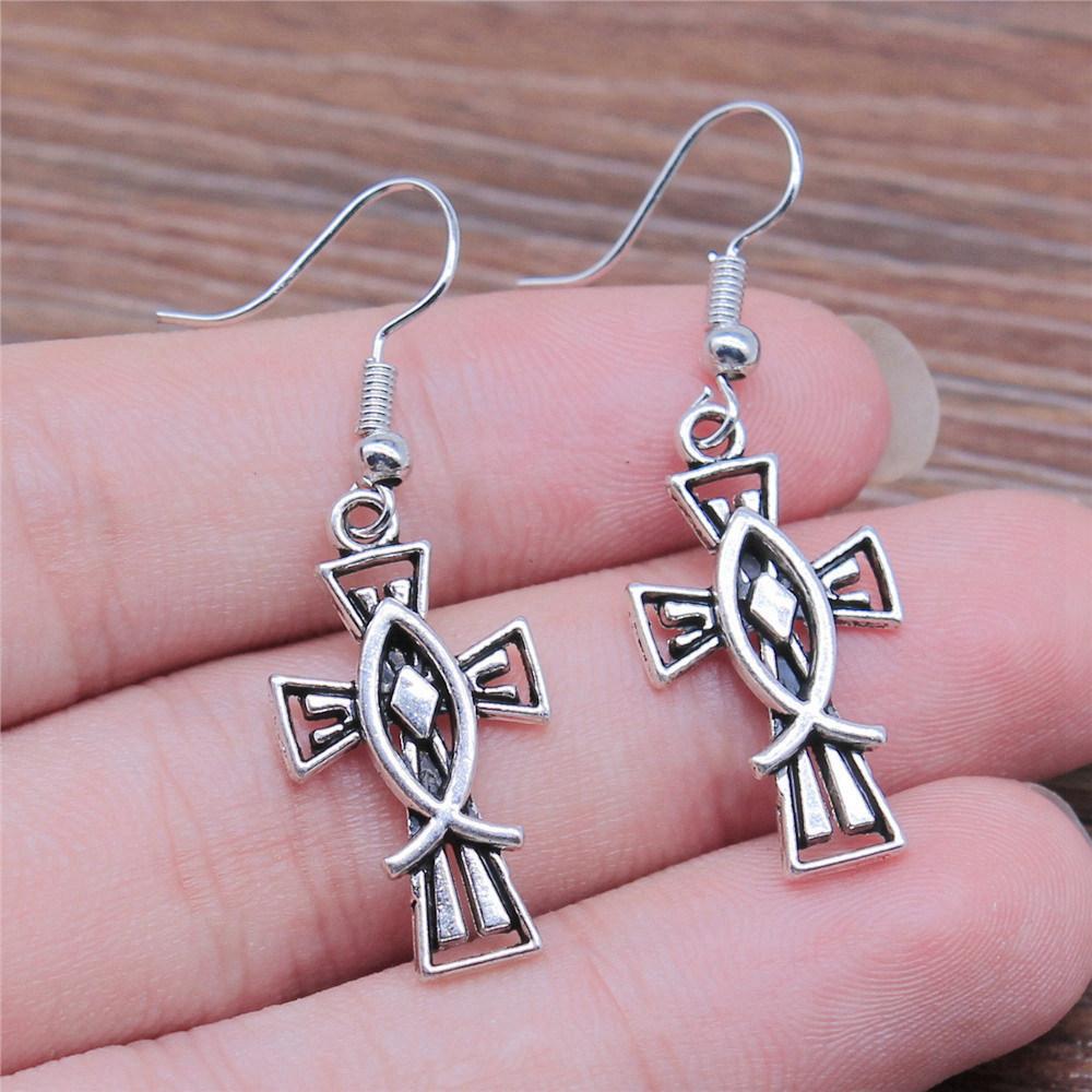 Casual Handmade Cross Amulet Drop Earrings Thoughtful Friendship Gift for Office Wear