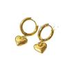 18K Gold Plated French Retro Heart Pendant Ear Cuffs Earrings