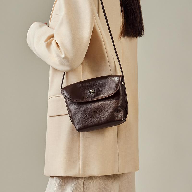 Simple Versatile Genuine Leather Women's Bag 2025 New Fashion Design Single Shoulder Bag Autumn Winter Retro High-end Crossbody Bag