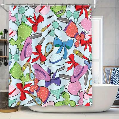 Bathroom Decor Shower Curtain with Cute Girls' Accessories Fashion Print In Multiple Colors for Home Decoration