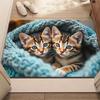 Cute Cat Couple Print Doormat Soft Non-Slip Floor Mat Lovely Kitten Home Decor Rug for Bedroom Welcome Carpet