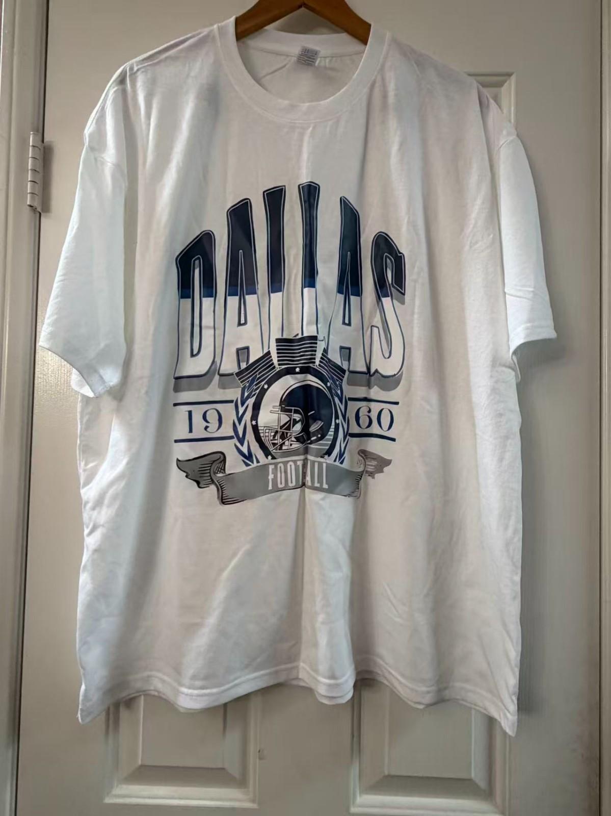 Dallas Football T-Shirt Men’s 2XL White Graphic Tee 100% Cotton NFL Style XXXXL