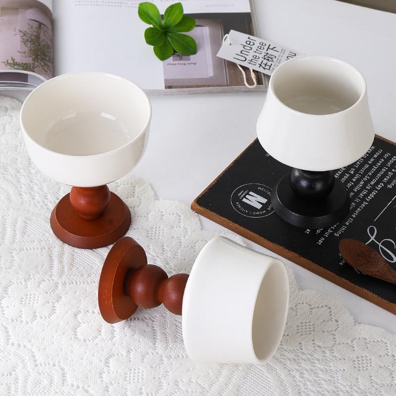 Retro Scented Candle Holder French Goblet Ceramic Light Luxury High-End Ornament Retro Cake Decoration Souvenir