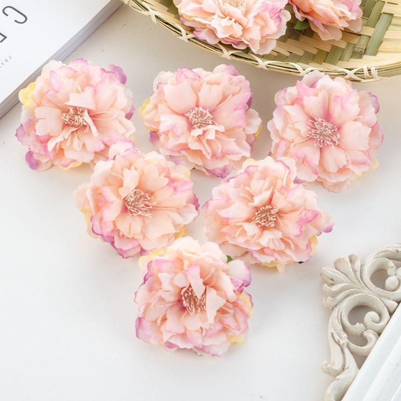 50/80pcs Artificial Silk Peony Flower Diy gift hairpin Home Party Wedding bridal bouquet wreath Decoration Outdoor Garden arch