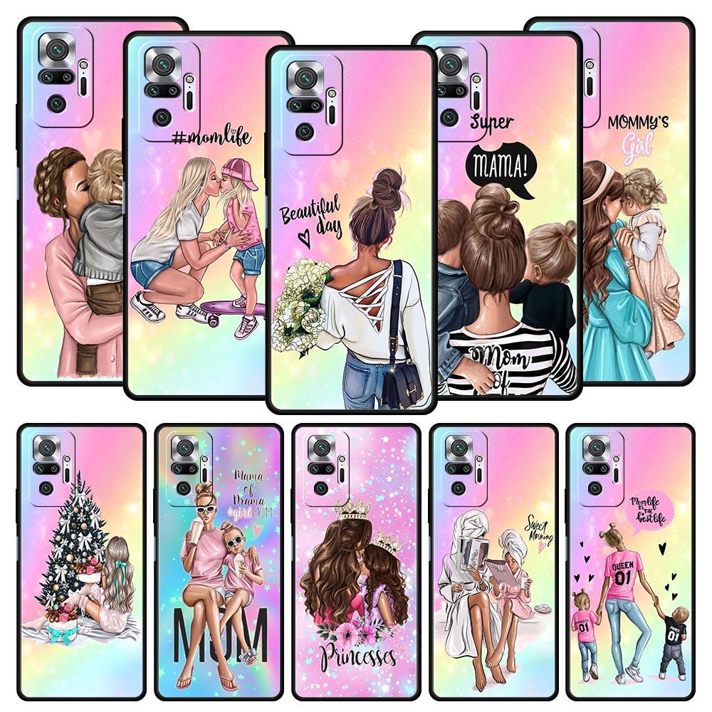 Super Mom Baby Phone Case For Xiaomi Redmi Note 14 13 5G 10 11 12 Pro Plus 4G 14C 13C 12C 10C Black Cover