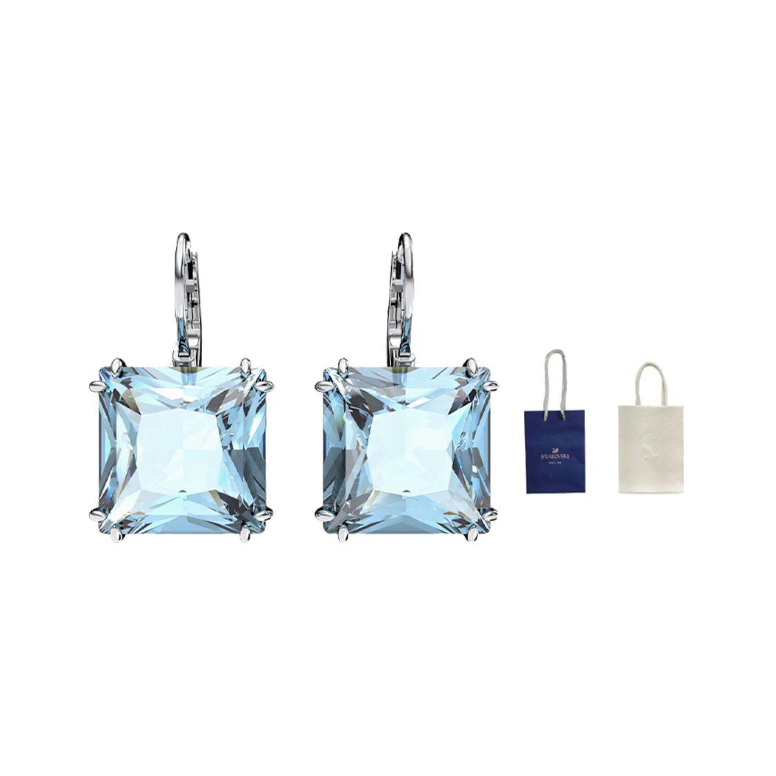 Swarovski Millenia Square Cut Rhodium Plated Earrings Women earrings 5619472 Box (Random Color)