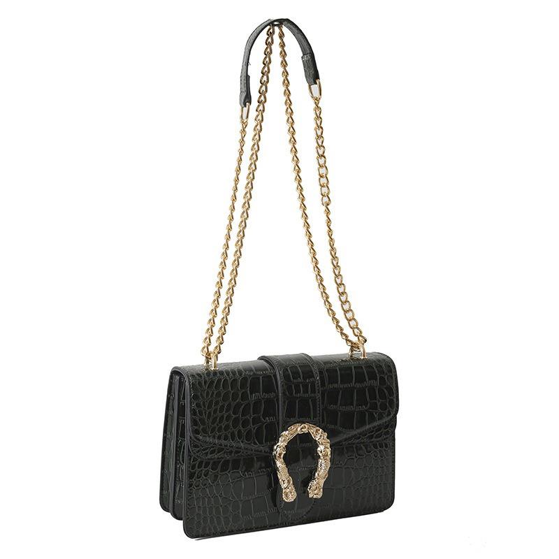 

Маленькая квадратная сумка в западном стиле с каменным узором в стиле ретро, ​​новая модная женская сумка через плечо с текстурой цепочки на одно плечо one size зелёный