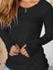 Womens Long Sleeve Thumb Hole T Shirt Crew Neck Ruched Casual Top