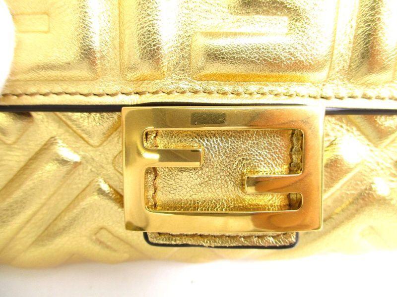 Authentic FENDI Zucca Gold Leather Bifold Wallet Conpact Wallet #9708  Refurbished