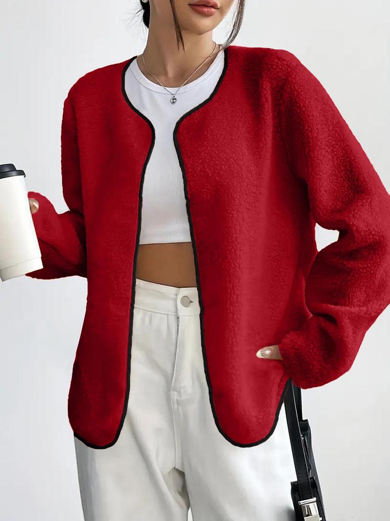 2025 Autumn/Winter Women's Fashion Casual Solid Color Cardigan Jacket