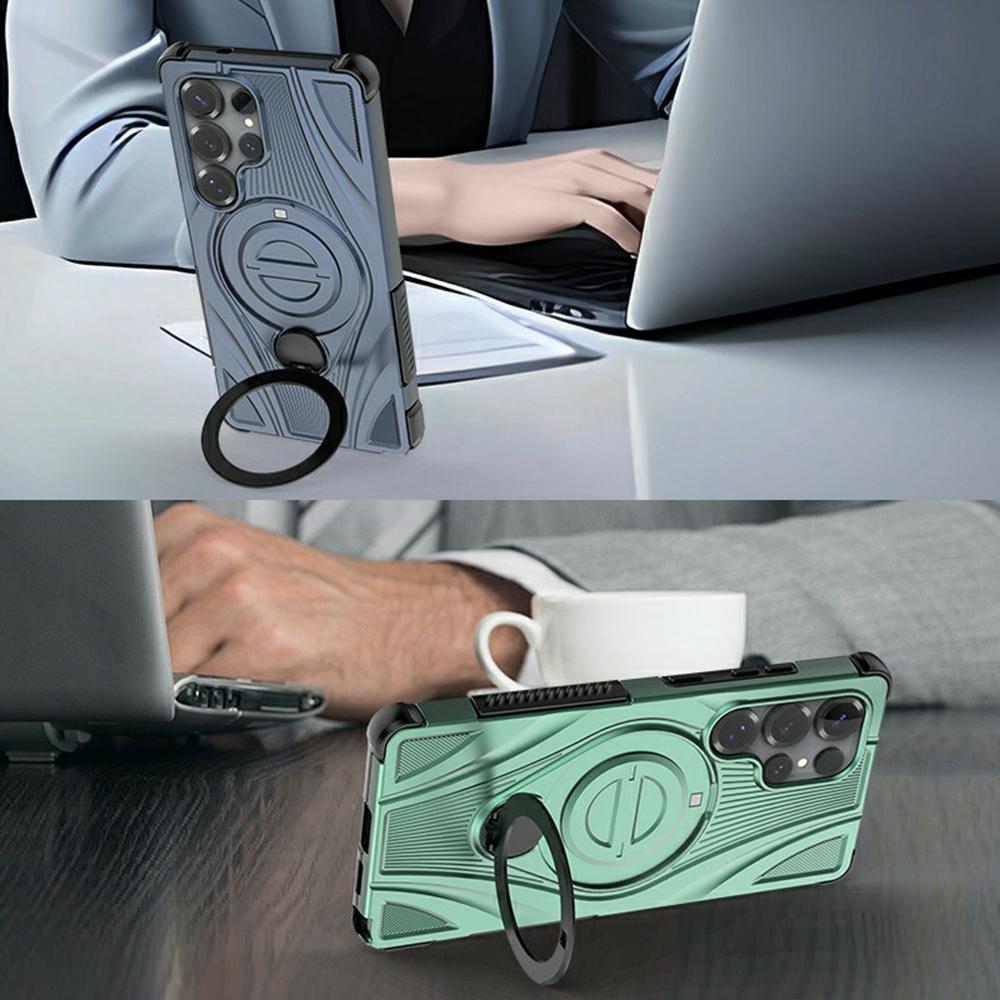 For Samsung Galaxy S26 Ultra Magnetic Case Rotating Kickstand TPU PC Shockproof Phone Back Cover
