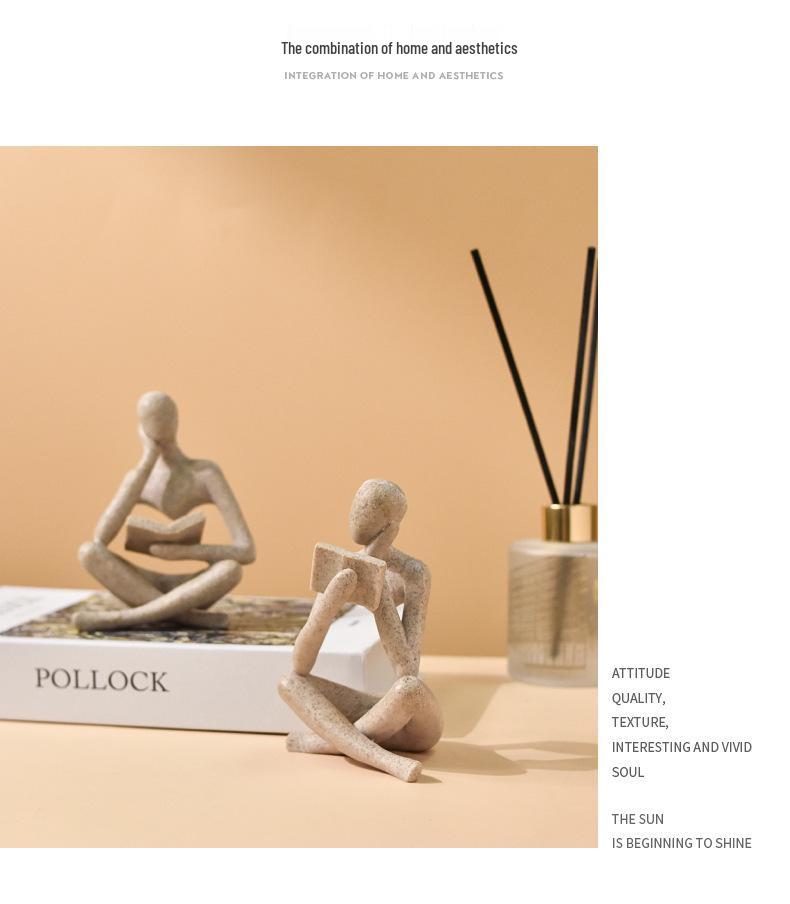 Abstract Resin Figure Ornament: Reading Statue for Bookshelf or Living Room Decor