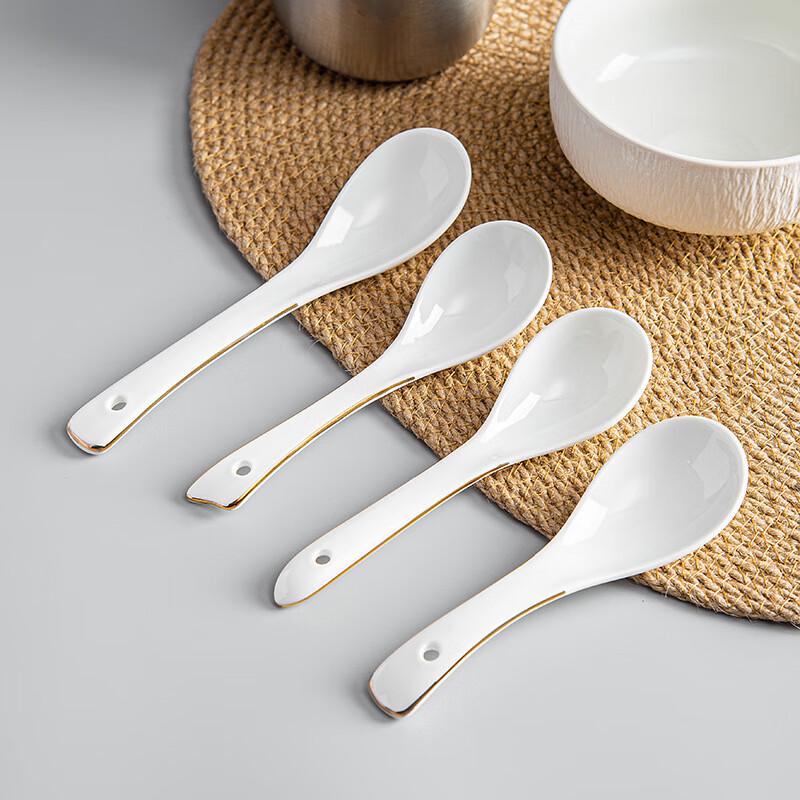 Jingzhou Pure White Ceramic Begonia Spoons (50-Pack)