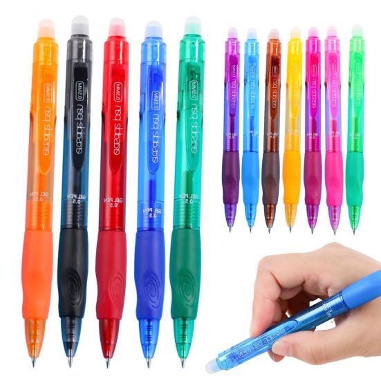 Handwriting Correction Pen Retractable Erasable Gel Pen, 0.5mm Fine Point Clickable Thermal Journaling And Planning Pens Friction for Students Office