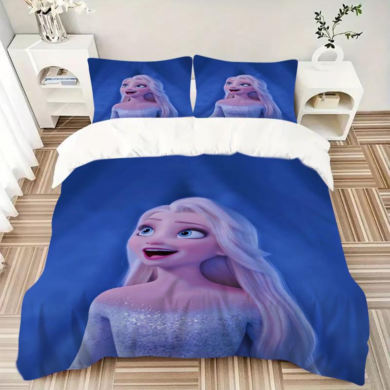 3pcs Elsa Frozen Printed Bedding Set, Soft and Comfortable Quilt Cover for Bedroom S045