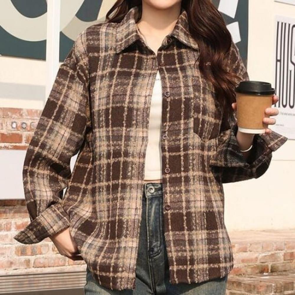 Navava Women S caSual Retro Check Long Sleeve Shirt Nb2992