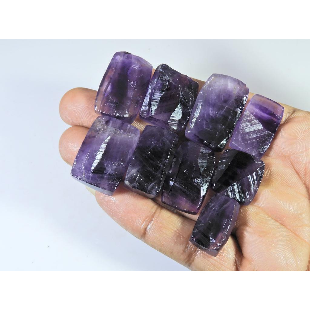 307Cts. Natural Amethyst Druzy Octagon Cabochon Loose Gemstone 09Pcs Lot C-1251