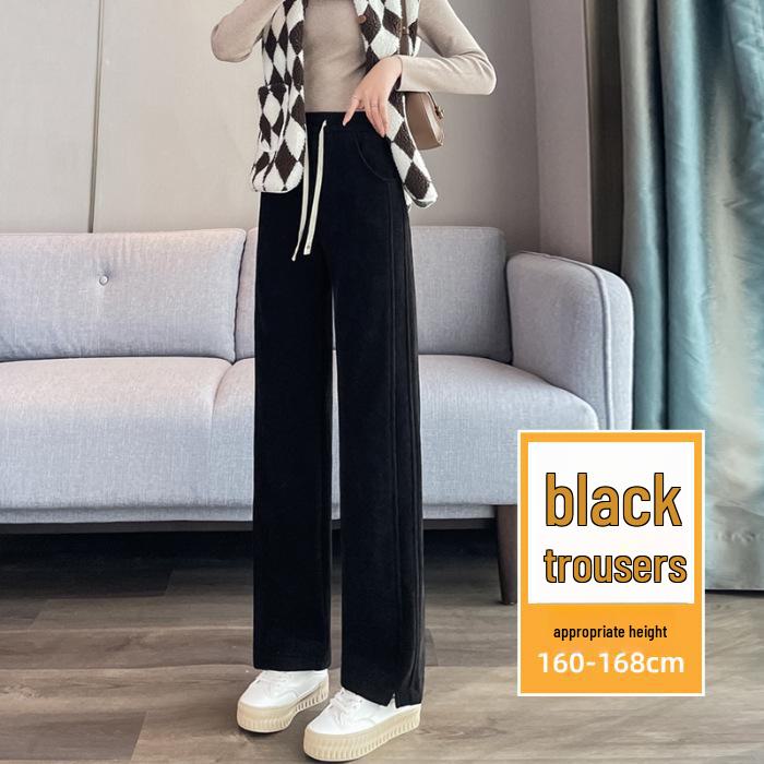 Schlanke Chenille Hose mit hohem Bund im Bananenschnitt - Damen Straight Leg für alle Jahreszeiten