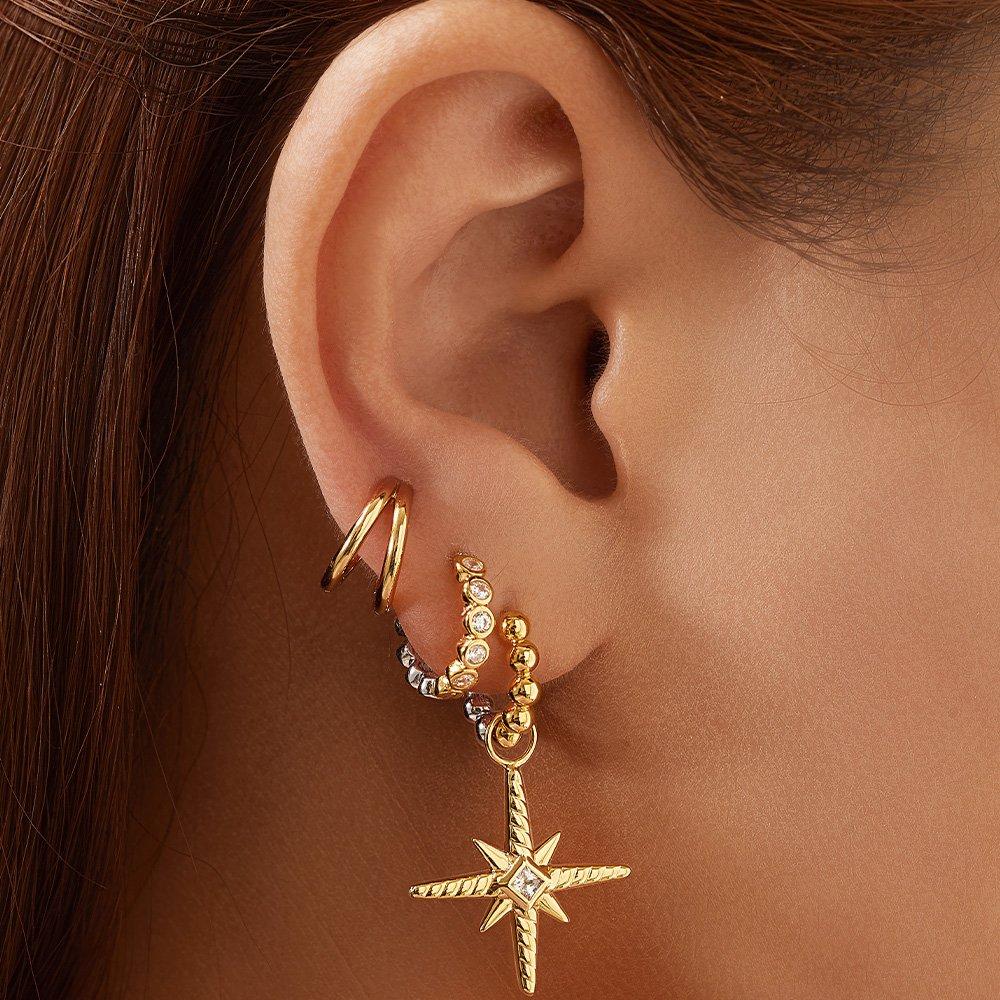 [Worn by Eunbi Kwon] Double 925 Silver Hoop Ring Earrings E059-14G