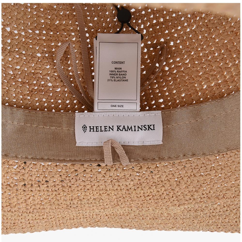 Helen Kaminski Villa 6 Natural Seagrass Metal Logo Cloche Bucket Hat