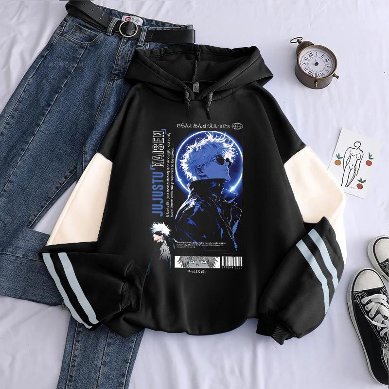Gojo Satoru Print Hoodie Jujutsu Kaisen Anime Sweatshirt Men Women Streetwear Spring Fall Long Sleeve Fleece Hooded Pullover