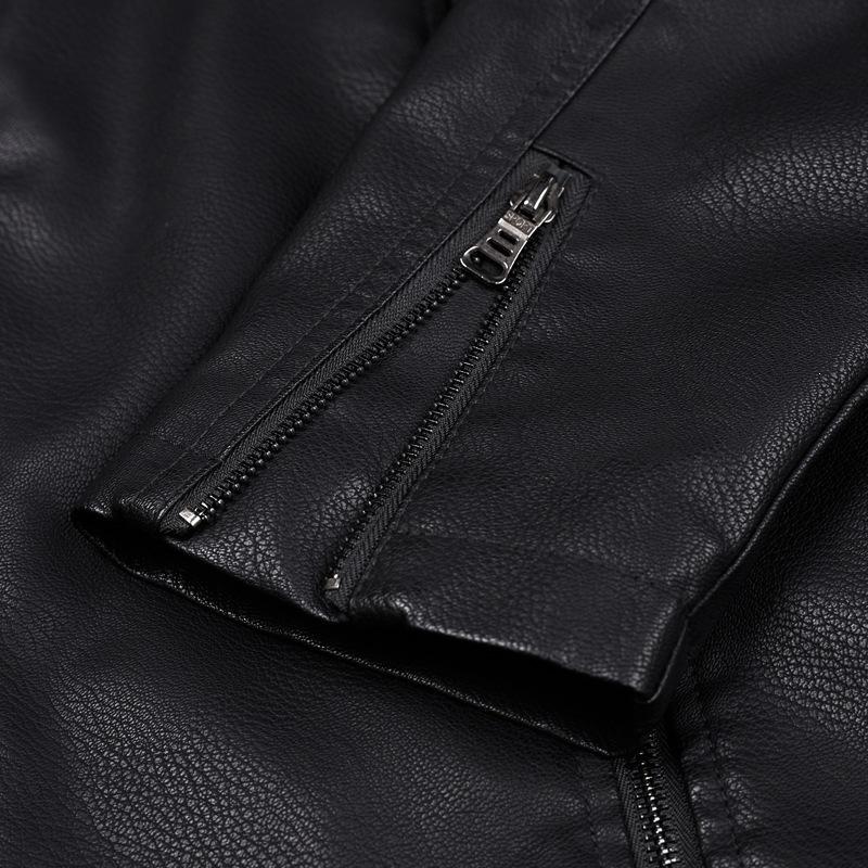 Fleece thickened locomotive trendy men's leather jacket winter fashion warm casual leather jacket men
