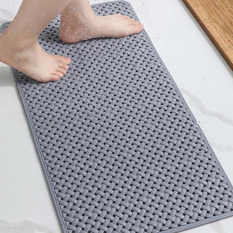 Non-Slip Bathtub Mat with Suction Cups Drain Holes Machine Washable Textured Shower Mat Durable PVC Material Bath Mat