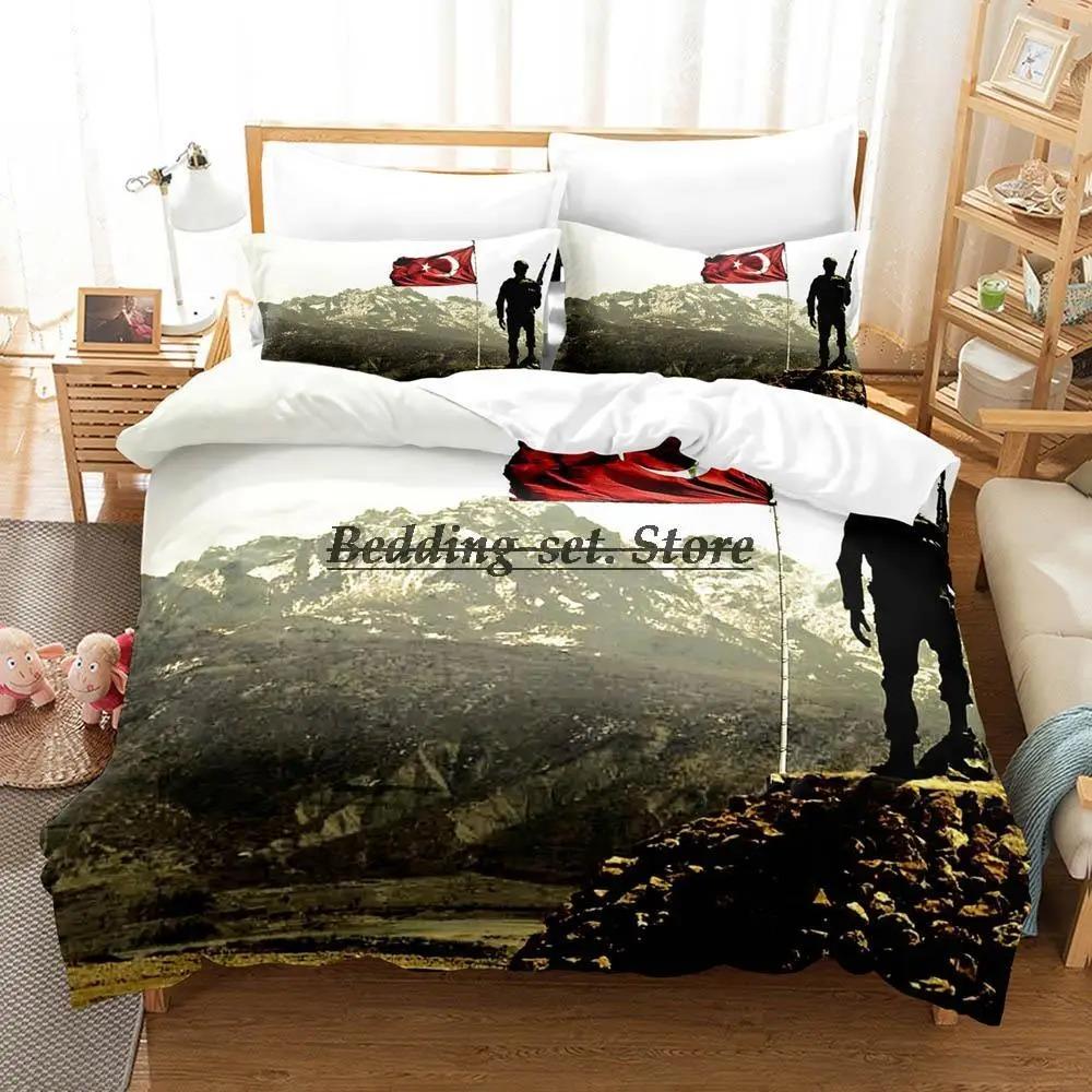 Turkey Flag Bedding Set Single Twin Full Queen King Size Bed Set Aldult Kid Bedroom Duvetcover Sets 3D Print Anime Bed Sheet Set