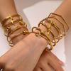 Fashion Minimalist Stainless Steel Knot Cuff Bracelet for Women, Gold Plated Twist Texture Opening Bangle, Luxury Jewelry Gift