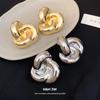 European and American Silver Needle Round Twisted Flower Stud Earrings Fashion Ins Style Retro Earrings Light Luxury High-end Earrings