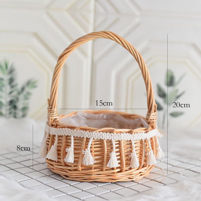 Hand-Woven Rattan Princess Flower Basket