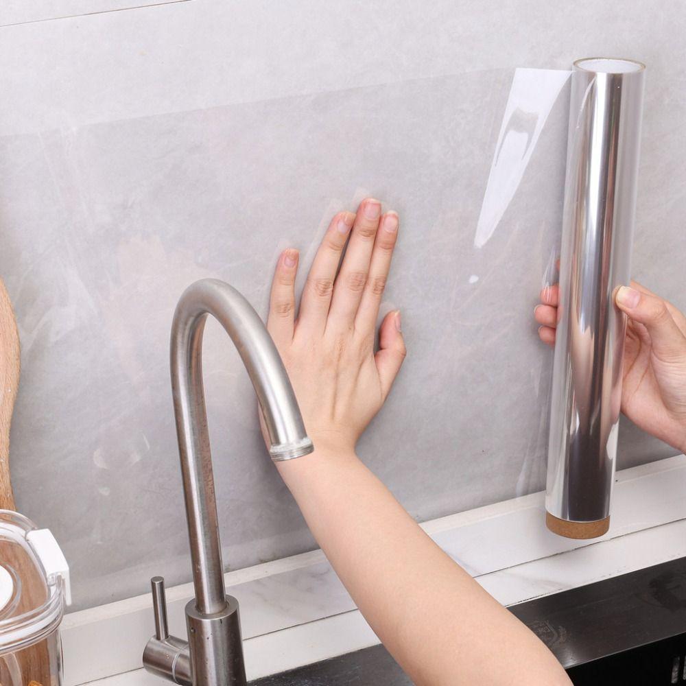 30x80cm Kitchen Oil Proof Wallpaper Waterproof Removable Wall Stickers Heat Resistant Transparent