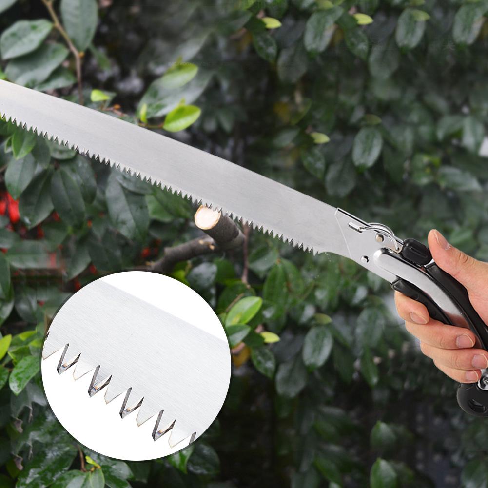 Gartensäge, arbeitssparende Säge mit gebogener Kante und dickem Ast, mit Scheide zum Fällen und Beschneiden von Obstbäumen