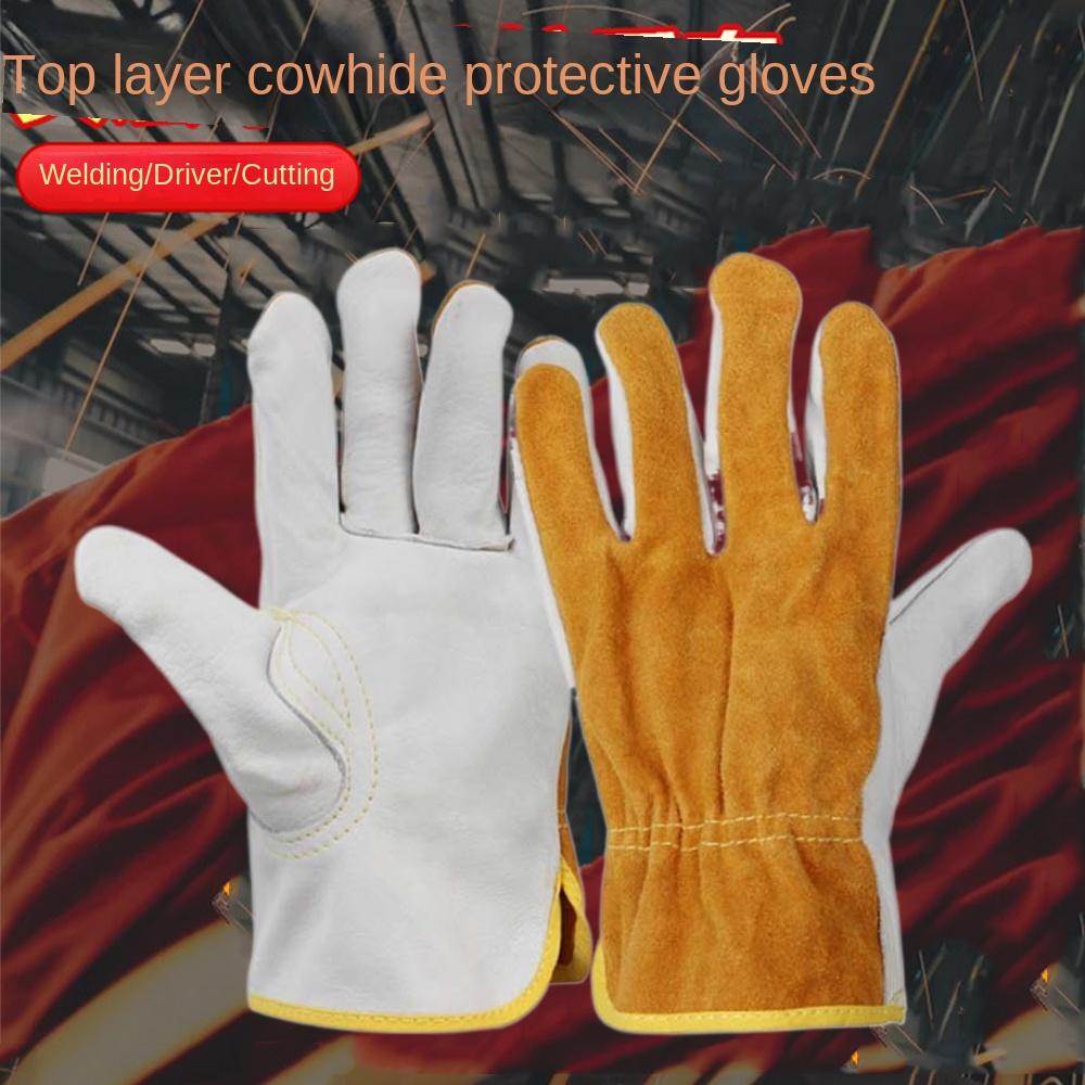 1 Pair Soft  Leather Leather  Work Gloves Security Protection Welder Gloves Welding Gloves  Outdoor