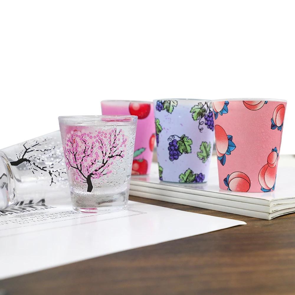 4Pcs Temperature Change Color Vodka Shot Glasses Transparent Heat Resistant Small Glass Vodka Cup Bar Barware Set Wine Glass