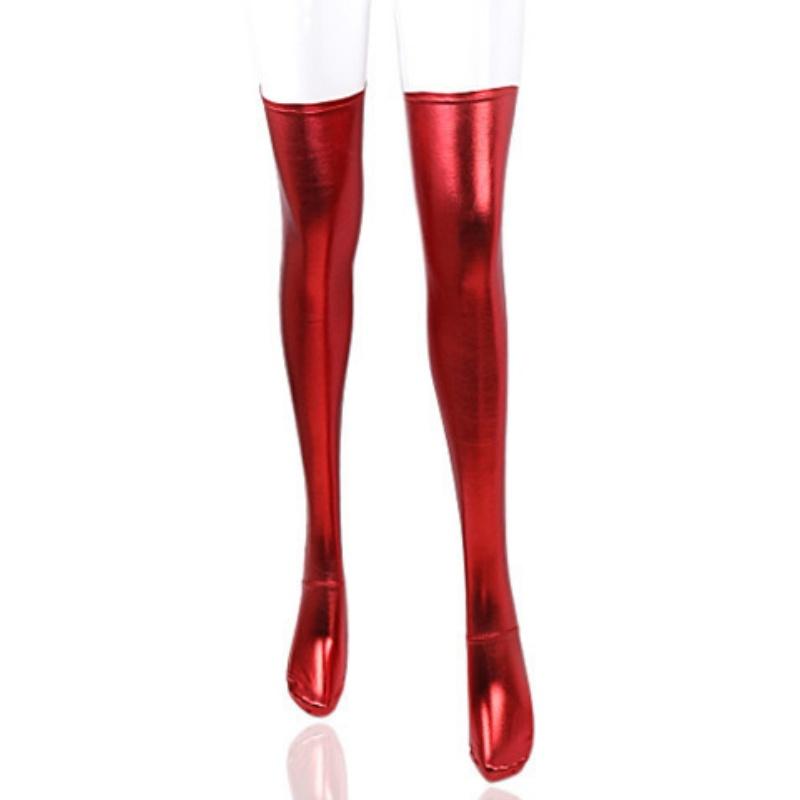 Złote Srebrne Błyszczące Lakierowane Skórzane Skarpety do uda w kształcie stopy Gotyckie Punkowe Klubowe do Pole Dance Kobiety Seksowne Cosplay Medias