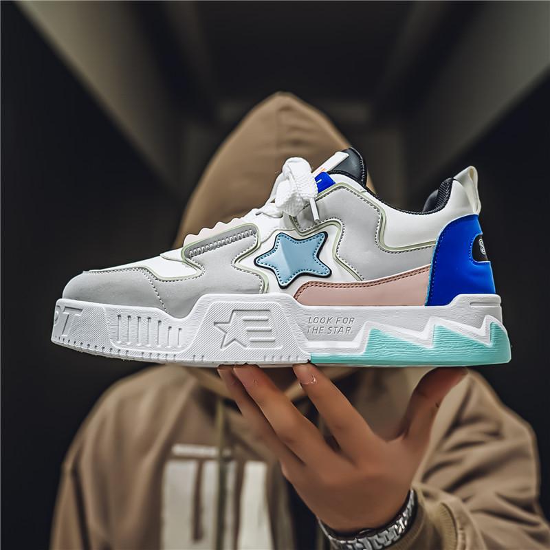 

Мужская мода, повседневная низкая обувь для скейтбординга, удобные кроссовки для мальчиков, студенты, трендовая мягкая подошва, классическая дышащая нескользящая спортивная обувь 39 белый/серый