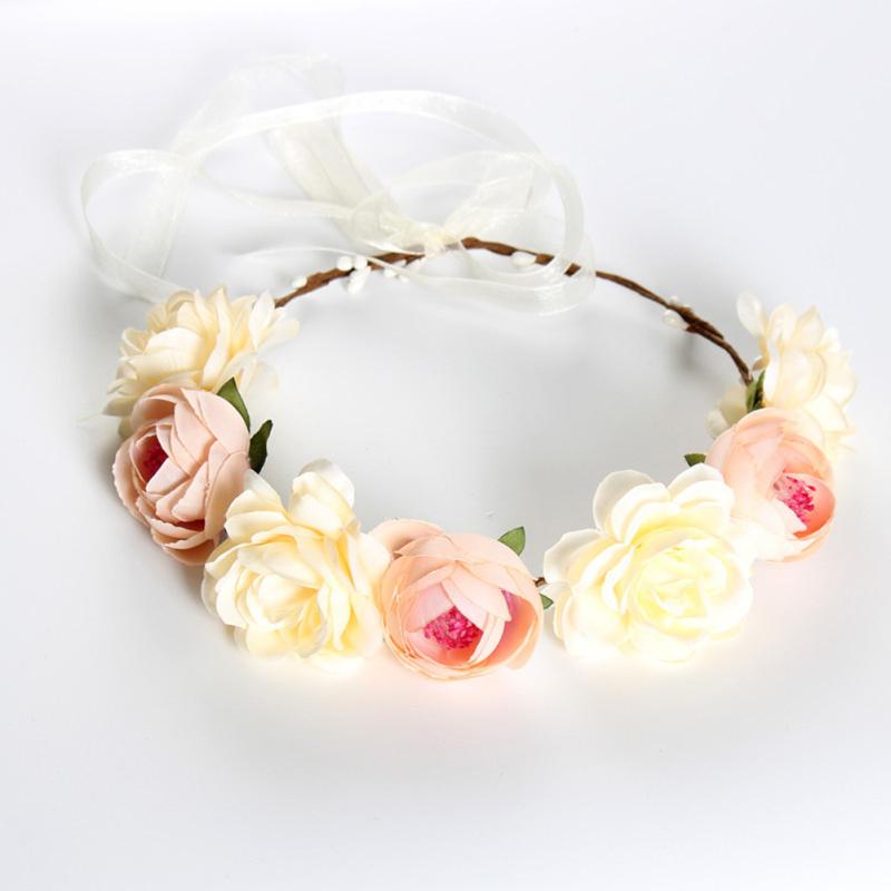 Simulate Flower Garland Headband Floral Head Wreath Wedding Party Headwear Photo Prop