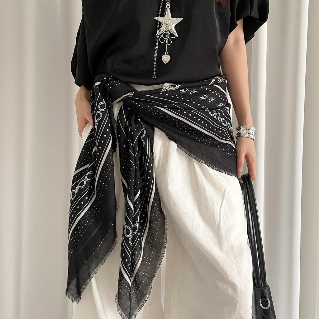 Original Design Black Print Scarf For Women Ethnic Style Fashion Accessory