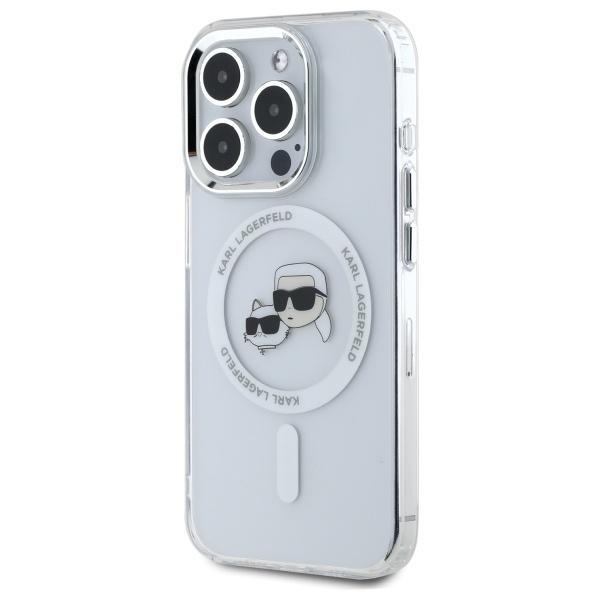 Karl Lagerfeld Klhmp15Xhlskch Iphone 15 Pro Max 6.7 Biały/White Twarde Etui Iml Metalowa Głowa Karl&Choupette Magsafe