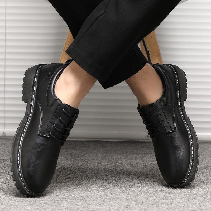 Herren Vielseitige Wasserdichte Schwarze Lederschuhe - Casual, Koch und Arbeitsstil, Koreanisches Martin-Design