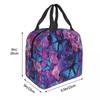 Blue Rhopalocera Flower Oxford Cloth Portable Bags Butterfly School Trip Lunch Hiking Debris Cooler Food Handbags