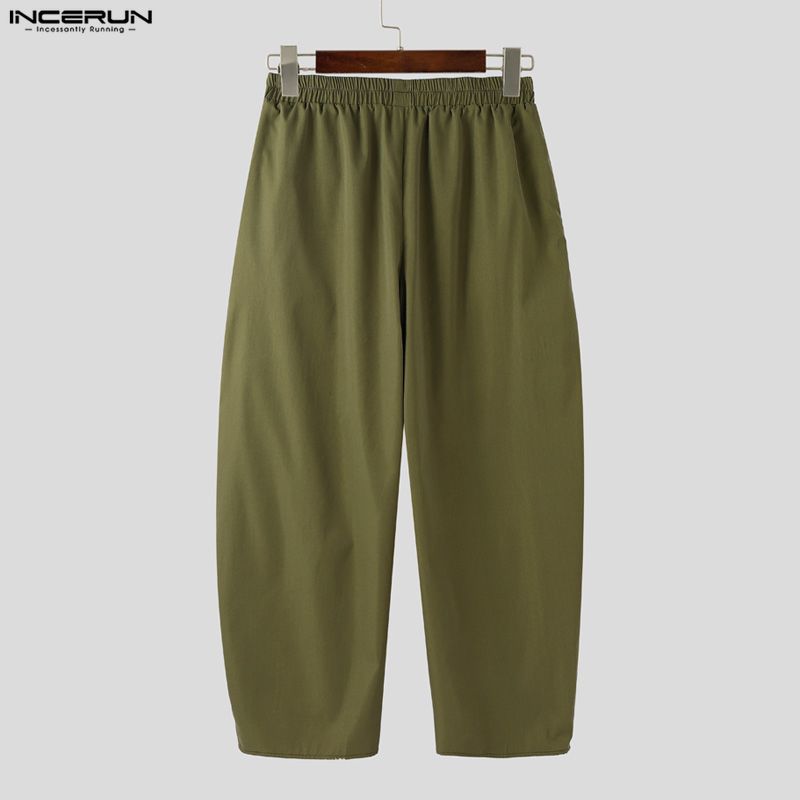 INCERUN Two Pieces Outfits Men Long Sleeve Side Cross Shirt and Long Harem Pants Sets