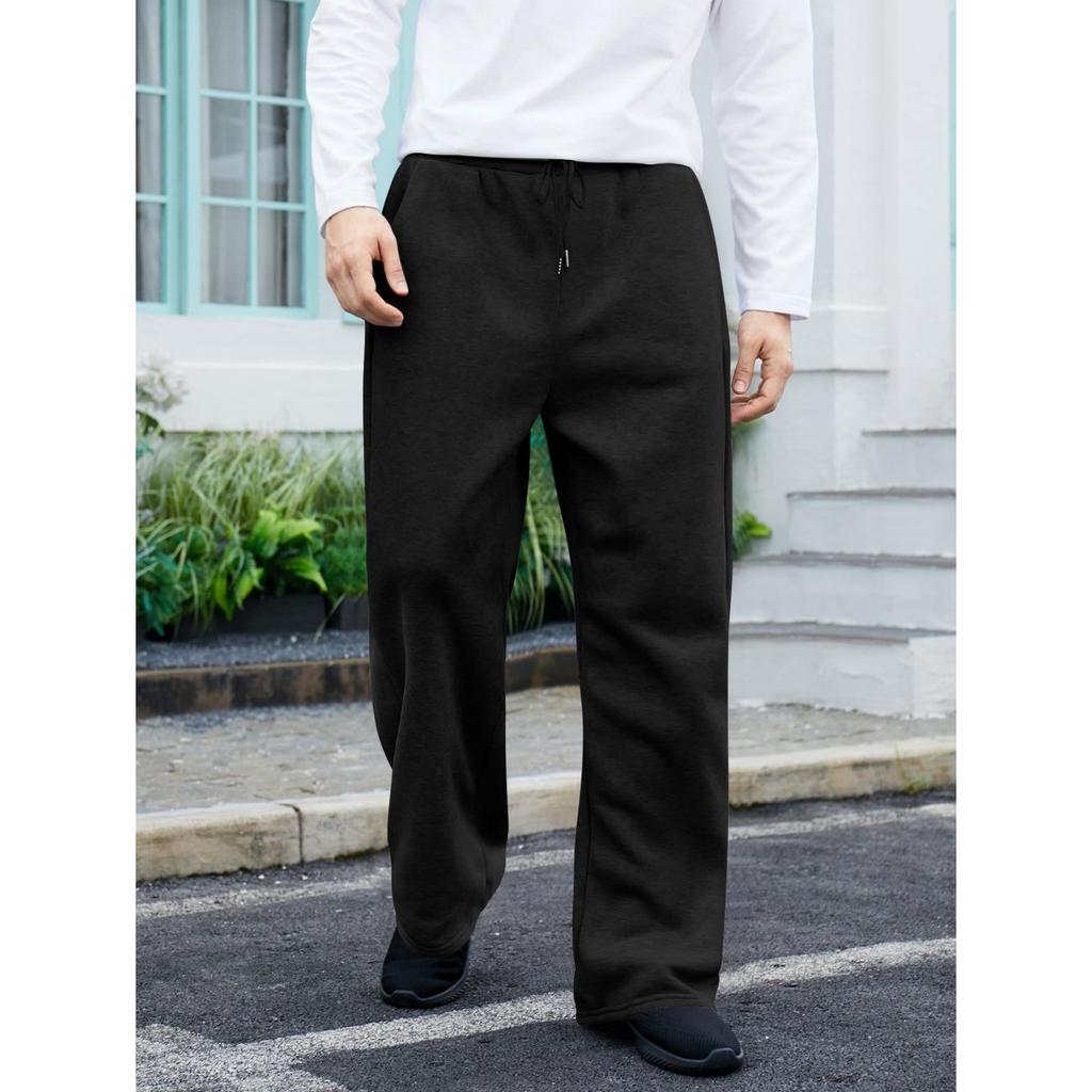 Pantalones de Chándal para Hombre Cintura Elástica Cordón Pierna Recta Bolsillo Pierna Ancha Holgados