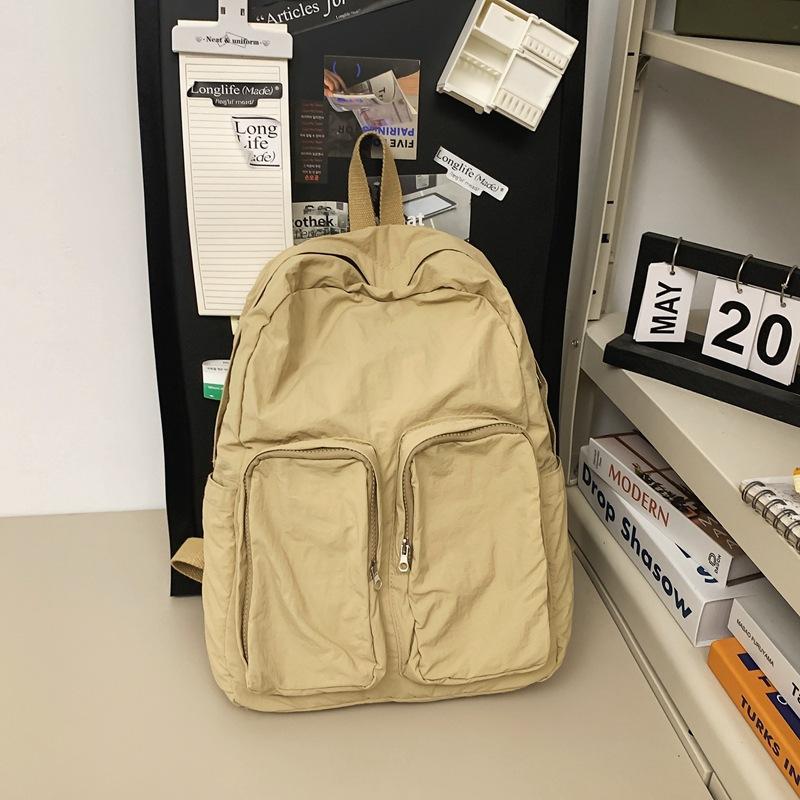 Schoolbag1011 New Lightweight Backpack Men's and Women's Solid Color Simple Travel Student Schoolbag Casual Versatile Commuter Bag