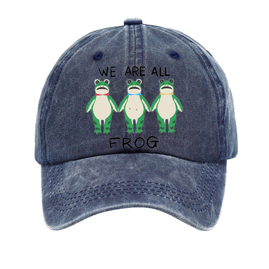 Men's Washed Cotton Baseball Cap With Printed Distressed Soft Top Denim Hat, Vintage Hat