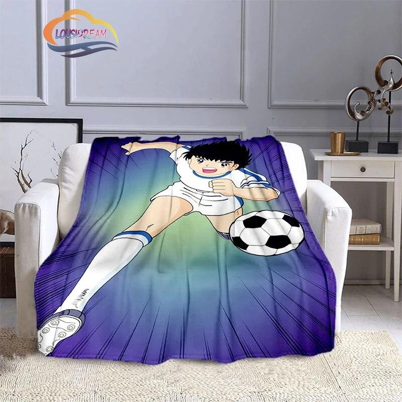Captain Tsubasa Cartoon Blanket  Football Kicers Series Flannel Wool Air Conditioner  Warm Sofa Cover  Nap