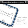 1pcs Heavy Duty Metal License Plate Frame, Made of Zinc Alloy with 4 CHR-Blue