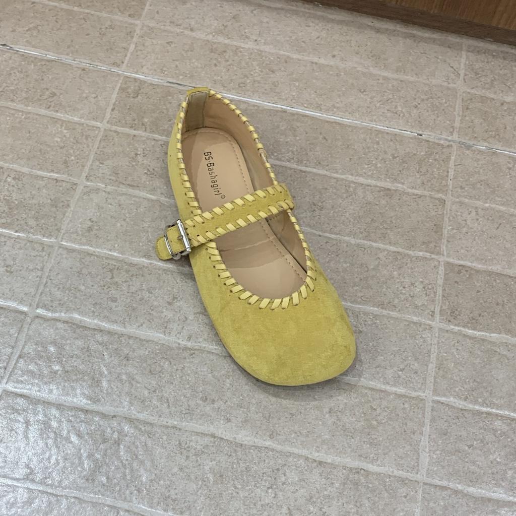 2025 round head Mary Jane shoes college style soft-soled ballet single shoes women's retro Mori late evening wind one-word buckle belt